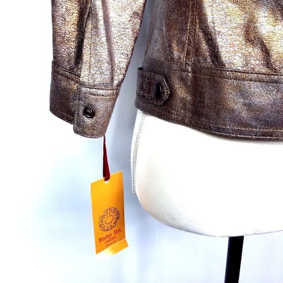 NEW NWT Ruby Rd. Tribal Reviva Multi Metallic Gold Glitter Jacket Size 6P - Picture 7 of 9